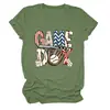 Amazon eBay site independente moda casual feminina dia de jogo luva de beisebol camiseta gola careca manga curta
