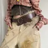 Estilo Punk Retrô Americano Pelúcia Costura Rebite Cinto Feminino Design de Nicho Cinto de Cintura Decoração de Saia