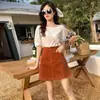Falda de pana morada estilo Hong Kong para mujer Primavera y otoño Cintura alta Look adelgazante Abertura Falda de un paso Falda A de línea sencilla que cubre las caderas