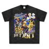 Camiseta de manga corta con estampado retro de Kobe Kobe, estilo urbano estadounidense, estilo vintage lavado, de algodón pesado, moderna para hombre.