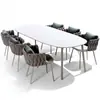 Silla de ratán para exteriores estilo nórdico, patio de villa al aire libre, jardín, balcón, terraza, mesa de comedor, mesa de ratán con tablero de roca, combinación de mesa y silla