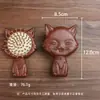 Pente de massagem com cabo longo de gato de desenho animado de sândalo, pente de couro cabeludo com meridiano, pente de cabelo de madeira maciça, um lote