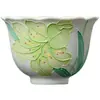 Taza de Té Mojing Estilo Chino Pintada a Mano Flor de Lirio Borde de Cerámica, Taza de Té de Cerámica para el Hogar, Taza Individual para Juego de Té Kung Fu