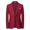Traje talla europea 2026 nuevo modelo de comercio exterior, blazer de un solo botón de solapa plana, corte slim, traje para hombre sin arrugas