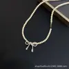 Collar de Cristal Transparente con Perlas y Lazo, Lujo Ligero de Gama Alta para Mujer, Gargantilla de Diseño Nicho, Cadena Versátil para Clavícula