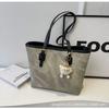 Bolsa Tote Grande Capacidade Retrô Feminina 2024 Nova Textura Casual Bolsa de Ombro Bolsa de Aula para Estudantes Universitários
