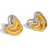 Temperamento Europeo y Americano Diseño de Nicho Pendientes de Oro Acero Inoxidable Chapado en Oro de 18K Doble Color Boca Pendientes de Árbol de Navidad para Mujer