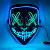 Máscara Halloween Luminosa Transfronteriza El Luz Fría Negra Forma de V Cara de Fantasma de Terror Accesorios de Fiesta Danza Led