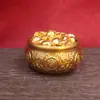 Adorno de Cuenco del Tesoro de Doble Pez de las Ocho Bendiciones de Latón, Cuenco del Tesoro Atractor de Riqueza Lleno de Lingotes, Artesanía Atractora de Riqueza para Escritorio de Entrada