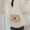 Bolso de Hombro Infantil de Fresa Dibujos Animados Estilo Coreano, Bolso Cruzado Vintage Tejido para Niñas, Lindo Bolso de Cadena Infantil Floral, Moderno
