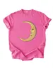 Amazon eBay sitio independiente moda personalizada versátil mujer cara nueva luna estrella manga corta camiseta capa base