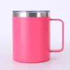 Taza de Cerámica con Asa de 12 oz Pintada a Mano Transfronteriza, Termo de Acero Inoxidable de Doble Capa al Vacío, Taza de Café Portátil para Coche al Aire Libre