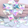 Venta caliente doble agujero vidrio cosido a mano pedrería cuadrada blanca AB diadema cinturón accesorios DIY accesorios para el cabello materiales hechos a mano decoraciones