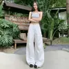 Pantalones retro americanos elegantes de chica popular con dobladillo curvo, versátiles y adelgazantes, jeans de trabajo de pierna ancha multibolsillos, admite envío directo