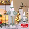 Nova Boneca de Natal em Pé Retrátil Velho de Listras Natalinas Boneco de Neve Boneca de Pernas Longas Decoração de Janela de Hotel