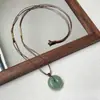 Pendente da Paz em Jade Aventurina Natural Pingente de Arenito Verde Novo Estilo Chinês Jade Hetian Verde Claro Ornamento de Colar Alternativo
