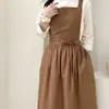 Delantal Estilo Ins Japonés 5108cm, Vestido Delantal de Algodón y Lino Estilo Coreano, Delantal para Jardinería y Trabajos Artísticos