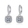 Novos Brincos de Moissanita Prata de Lei S925 Studs Brincos de Zircônia Brincos com Pingente Quadrado Femininos Joias de Prata Pura