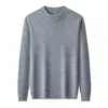 Suéter de punto para hombre con cuello alto medio de mezcla de lana para comercio transfronterizo, engrosado y cálido para otoño e invierno, tejido base de color liso para hombre