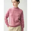 Suéter de cachemira teñido en degradado para mujer, cuello semi alto, jersey grueso de tres hilos, top de hilo floral, camiseta básica de corte holgado