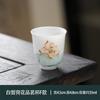 Copo de chá de lótus de lama de jade de casca branca Copo de chá de kung fu pintado à mão de porcelana de jade de cultivo de gelo Copo único Conjunto de chá estilo chinês