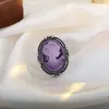 Anel de Camfeu em Relevo Retrô Europeu e Americano, Anel Oval com Retrato Estilo Palácio, Joia Vintage de Luxo Feminina