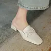 Diseño original, súper cómodas~Pantuflas tipo mule de mujer con punta cuadrada, nuevo modelo 2022, tacón medio grueso, mules cerrados