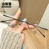 8138 Nuevas Gafas Cuadradas sin Montura para Hombres y Mujeres Marco de Metal con Sensación de Alta Gama Moda Se Pueden Adaptar Lentes de Prescripción