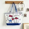 Bolso de Mano y Bandolera HelloKitty Estampado de Leopardo, Impermeable Portátil de Doble Uso Ecológico, Bolsa de Gran Capacidad para Supermercado, Regalo