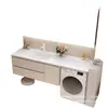 Combinación de Gabinete de Madera Maciza Multicapa Lavabo Combinado Gabinete de Baño Gabinete de Espejo Simple Tablero de Madera Maciza Multicapa de Color Crema