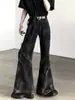 Estilo Akiyama/oscuro ro vibe de la alta calle americana micro campana jeans de cintura alta de diseño nicho alta sensación