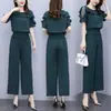 Traje Casual de Encaje Transfronterizo para Mujer 2026 Nueva Moda de Verano Juvenil Elegante Pantalones Acortados Conjunto de Dos Piezas Venta al por Mayor