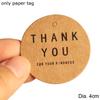 Tags Obrigado Etiquetas de papel Kraft Obrigado Etiquetas redondas de papel Kraft feitas à mão 100