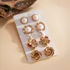 Pendientes Europeos y Americanos Transfronterizos de Aguja de Plata con Flor Redonda y Perla Envolventes, Pendientes de Estilo de Moda de Nicho, Pendientes Simples y de Alta Gama para Mujer