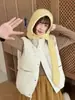 Outono/Inverno 2026 Novo Estilo Coreano Gola Alta Colete de Penas Feminino Roupa Externa Curto Bolso Grande Colete Gilet Roupa Externa