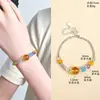Nuevo Pulsera de Abalorios Flor de Cerezo Rosa Día de Primavera, Estilo Nuevo, Delicada y Versátil, Pulsera de Abalorios de la Suerte Arcoíris para Niñas