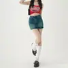 Falda de Mezclilla Elástica Forrada de Cintura Alta, Moderna 2025 Sexy Ajustada para Mujer Falda de Línea A Verano