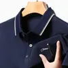 Camiseta de Manga Corta Sin Costuras de Nuevo Estilo para Verano para Hombres de Mediana Edad, Sencilla, Moderna y Casual, Cuello Polo de Seda de Hielo, Camisa Polo de Color Puro para Hombre