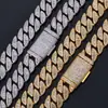 Europeu e Americano Transfronteiriço 20mm Prata 925 Mista Esquadro Moissanite Corrente Cubana Pulseira Masculina Luxo Acessível Joias de Alto Padrão