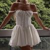 Falda Corta Sexy de Princesa Europea y Americana Falda con Cinturón Vestido con Tirantes Estilo Deseo Puro Moda Transfronteriza Ropa de Mujer