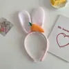 Faixa de Cabelo de Coelho de Desenho Animado Orelhas Longas de Coelho Fofas Faixa de Cabelo para Lavar o Rosto Foto de Crianças do Zoológico Performance Acessório de Cabeça de Pelúcia Feminino