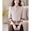 Otoño/Invierno 2026 Nueva Elegante Chaqueta Corta Elegante con Faldas Suéter Chaqueta Cremallera Cárdigan de Punto para Mujer Tendencia