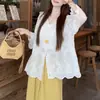 Chaqueta Camisa Ligera y Transpirable de Gama Alta para Mujer, Diseño de Verano, Camisa Blanca, Nuevo Estilo Chino Top J37
