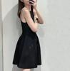 Vestido de Punto para Mujer Estilo Alcos con Versión de Cintura Ajustable, Cuello de Una Línea, Tirantes de Línea A, Elegante a la Moda