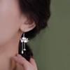 Aretes de Plata Pura S999 para Mujer, Diseño de Borla de Loto, Versátiles, Estilo Chino, Estilo Antiguo, Joyería para Orejas de Plata Pura