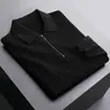 Camisa Polo de Punto con Cuello Solapa Transfronterizo Suéter Cálido para las Axilas Hombres Otoño e Invierno Ligero de Negocios Cremallera Media Prendas de Punto Superior