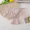 Roupa Íntima Macia de Seda de Gelo Cintura Média Respirável Renda Sem Costura Algodão Puro no Gancho Sexy Calcinhas Transparentes para Mulheres