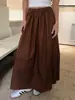 Falda larga vintage de estilo francés con cintura elástica para mujer, comercio exterior estilo europeo y americano, relajada y casual, de cintura alta, falda línea A adelgazante