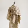 Novo cachecol curto de dupla face com franjas, estilo coreano, xadrez pied-de-poule, falso cashmere, para mulheres, aquecedor de pescoço quente, xale médio-longo para ar condicionado