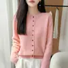 Cárdigan de punto 100% lana pura para mujer, casual y adelgazante, suéter cálido para capa base, abrigo, top, moderno